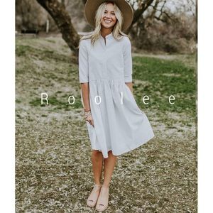 Roolee midi no collar button dress